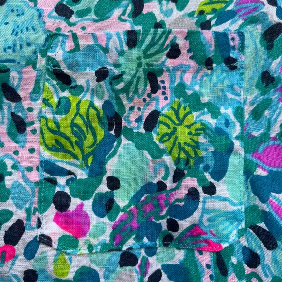 Lilly Pulitzer Sea View Linen Button Down Top In Multi Dive Bar, Size M - Picture 12 of 16